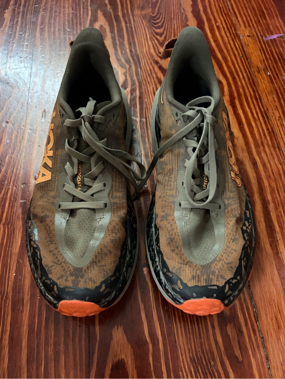 Hoka One One Speedgoat 6 Antique Olive/Squash Trail Running Shoes Men’s US 9 D